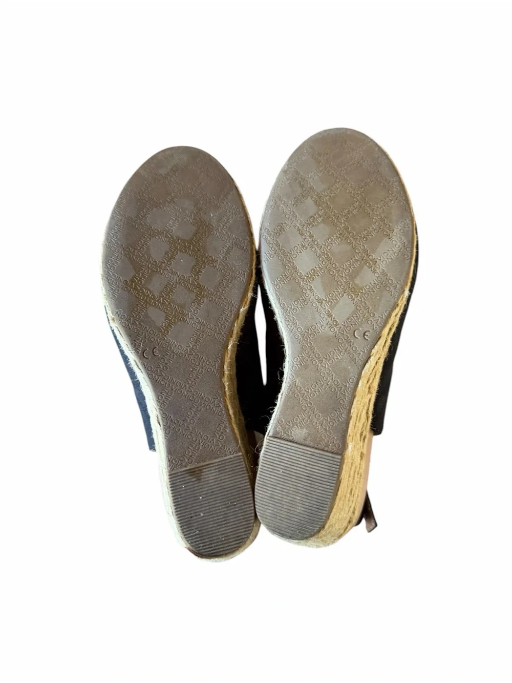 Vionic Black and Tan Coralina Espadrille Wedge Slingback closed Toe Sandal Sz 11